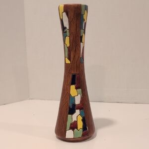 Vintage Midi Century Keramos Colorful Geometric Patterned Vase